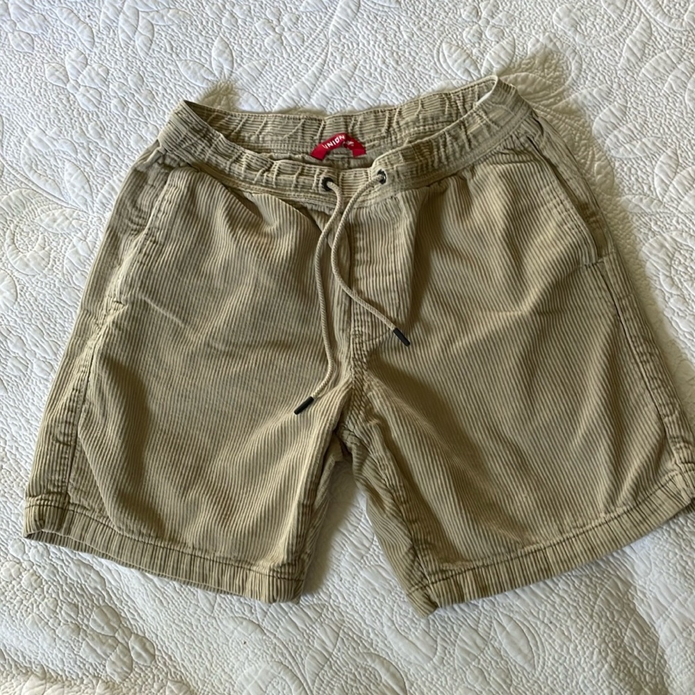 Union at Corduroy Shorts Men M Beige Wide Wale Thick Cord Elastic